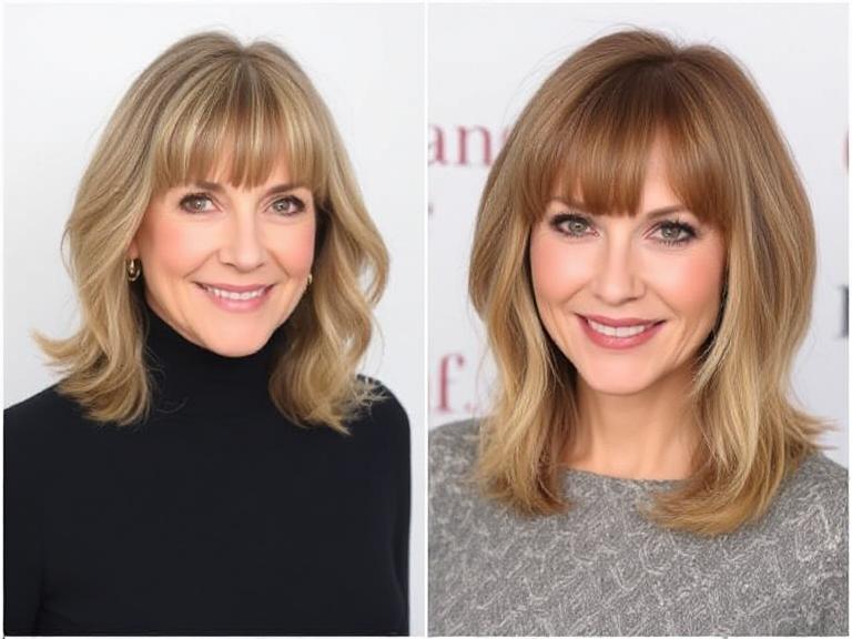 Medium-Length Hairstyles with Bangs for Older Women