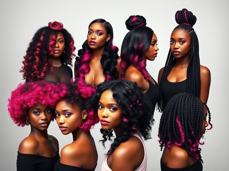 pink and black hairstyles for Black women.